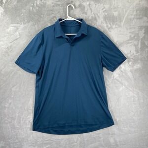 Lululemon Shirt men's XL Polo Buttonless Performance Short Sleeve Casual Blue